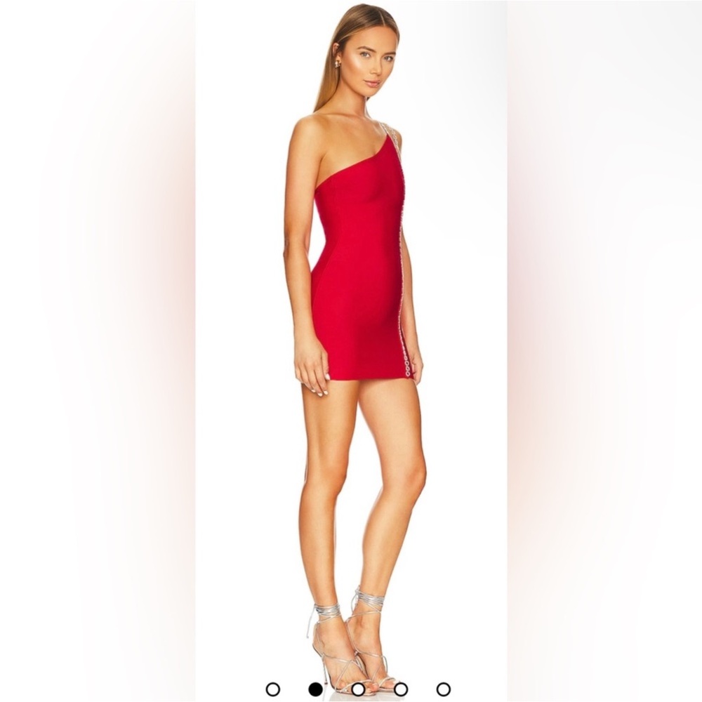 H:Ours Alisha One Shoulder Dress in Red, Size: XS - Picture 2 of 12